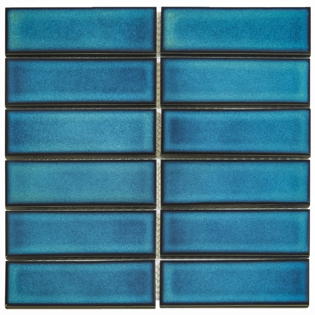 Tile Rectangle Size Barcelona Mosaic Tiles, Rectangle Azure Blue Glossy 45x145mm