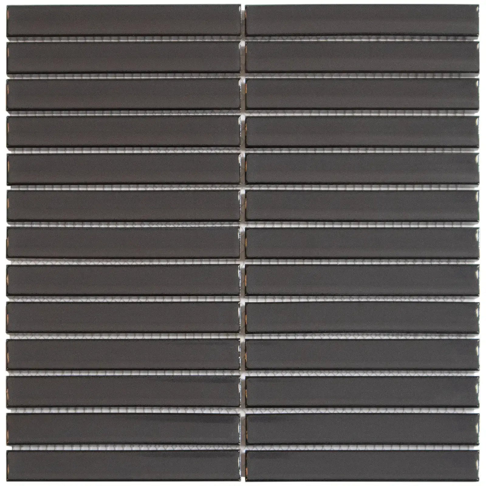 The Sevilla Mosaic Tiles, KitKat design in a Original Carbon Shade Gray Glossy, with a size of 20x145mm.